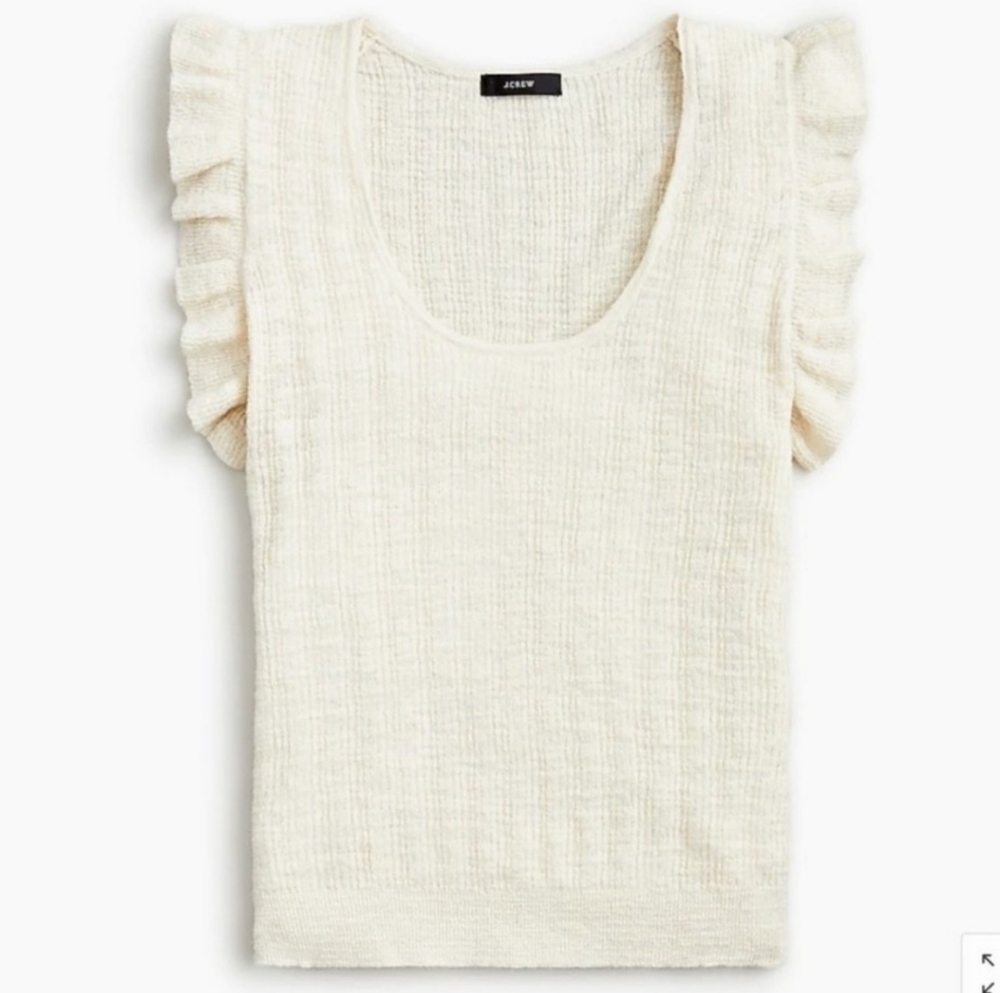 JCrew Linen/Polyester M Ruffle Top NEVER WORN